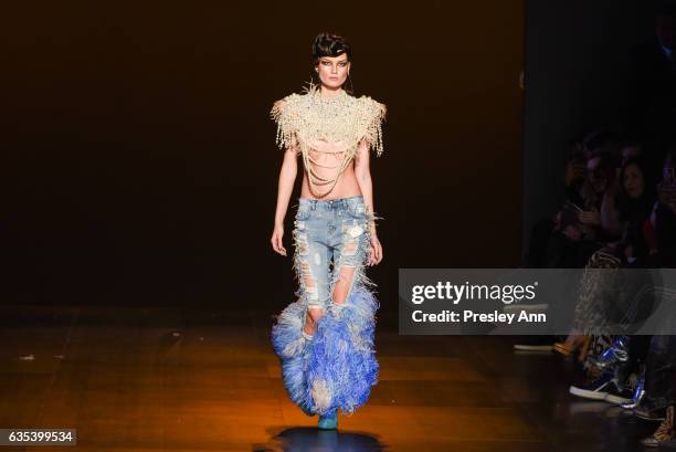 Model walks the runway at the The Blonds show during New York Fashion Week: Presented By MADE at Skylight Clarkson Sq on February 14, 2017 in New...