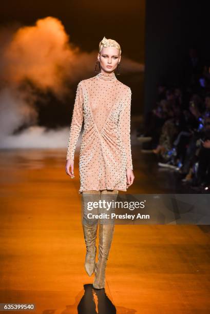 Model walks the runway at the The Blonds show during New York Fashion Week: Presented By MADE at Skylight Clarkson Sq on February 14, 2017 in New...