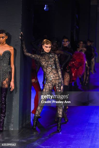 Model walks the runway at the The Blonds show during New York Fashion Week: Presented By MADE at Skylight Clarkson Sq on February 14, 2017 in New...