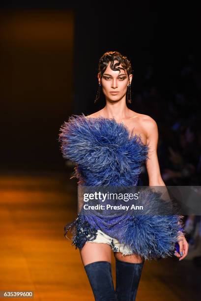 Model walks the runway at the The Blonds show during New York Fashion Week: Presented By MADE at Skylight Clarkson Sq on February 14, 2017 in New...