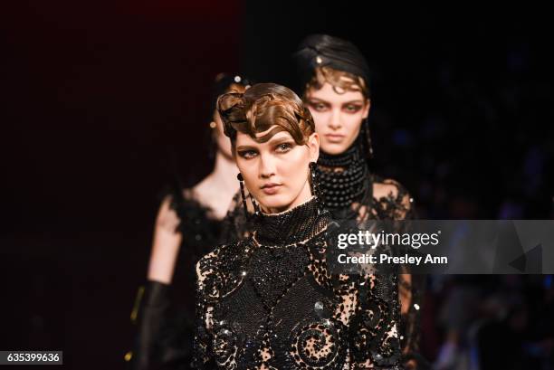 Model walks the runway at the The Blonds show during New York Fashion Week: Presented By MADE at Skylight Clarkson Sq on February 14, 2017 in New...