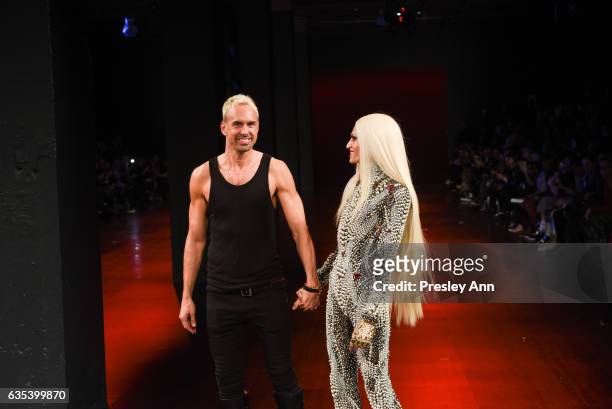 David Blond and Phillipe Blond walk the runway at the The Blonds show during New York Fashion Week: Presented By MADE at Skylight Clarkson Sq on...