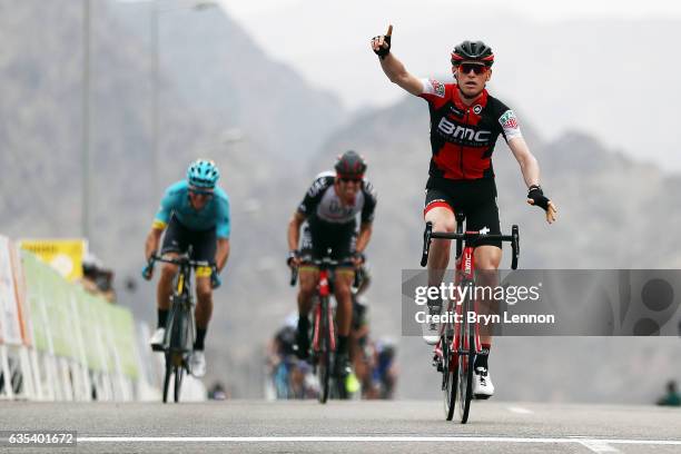 Ben Hermans of Belgium and the BMC Racing team celebrates winning stage two of the 8th Tour of Oman, a 145.5km road stage from Nakhal to Al Bustan,...