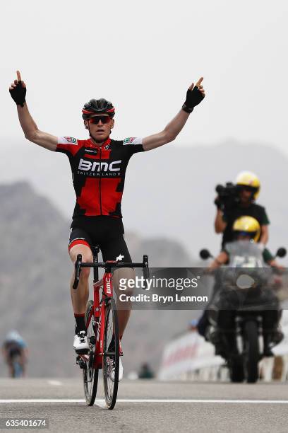 Ben Hermans of Belgium and the BMC Racing team celebrates winning stage two of the 8th Tour of Oman, a 145.5km road stage from Nakhal to Al Bustan,...
