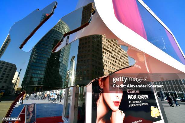 General view of the L'Oreal booth during the 67th Berlinale International Film Festival on February 15, 2017 in Berlin, Germany.