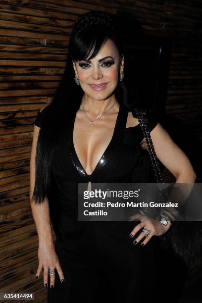 Actress Maribel Guardia poses during a red carpet prior the presentation of the musical play 'Aventurera' at Black Berry Theater on February 14, 2017...