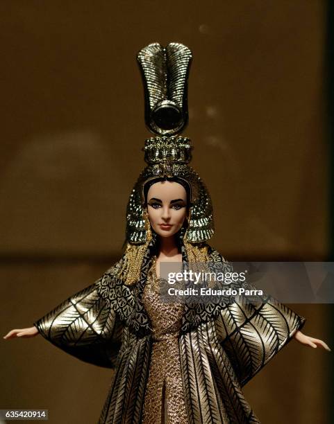 Elizabeth Taylor Cleopatra barbie doll is seen on display at the exhibition 'Barbie, mas alla de la muñeca' at Fundacion Canal on February 15, 2017...