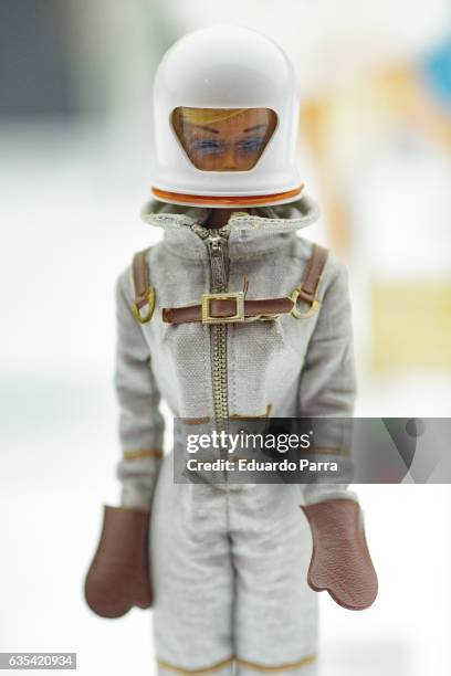 Astronaut barbie doll is seen on display at the exhibition 'Barbie, mas alla de la muñeca' at Fundacion Canal on February 15, 2017 in Madrid, Spain.