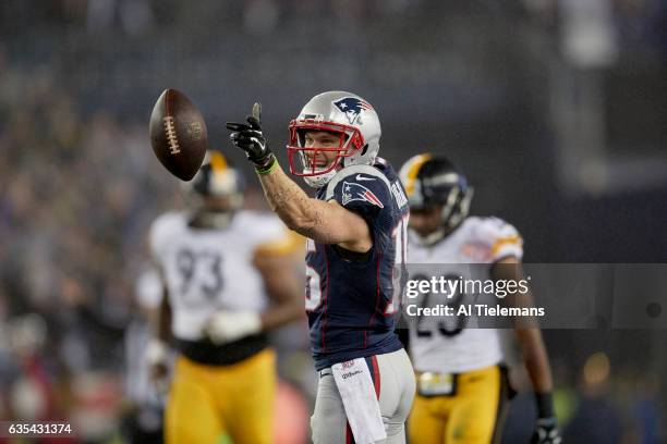 Playoffs: New England Patriots Chris Hogan victorious after scoring touchdown vs Pittsburgh Steelers at Gillette Stadium. Foxborough, MA 1/22/2017...