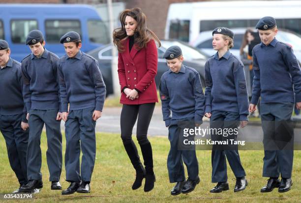 Catherine, Duchess of Cambridge during a visit to the RAF Air Cadets at RAF Wittering on February 14, 2017 in Stamford, England. The Duchess of...