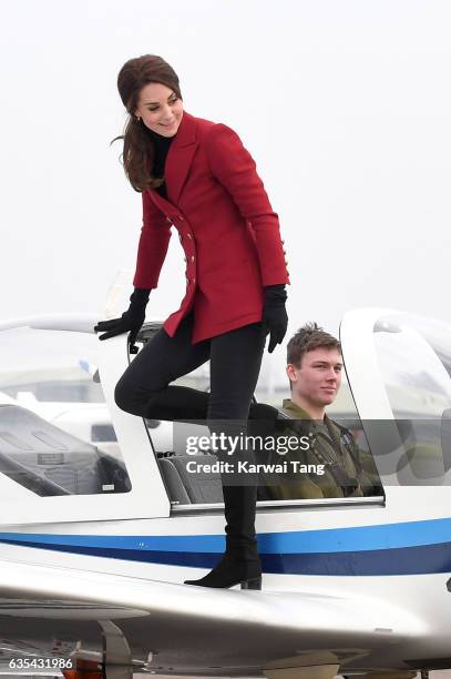 Catherine, Duchess of Cambridge during a visit to the RAF Air Cadets at RAF Wittering on February 14, 2017 in Stamford, England. The Duchess of...