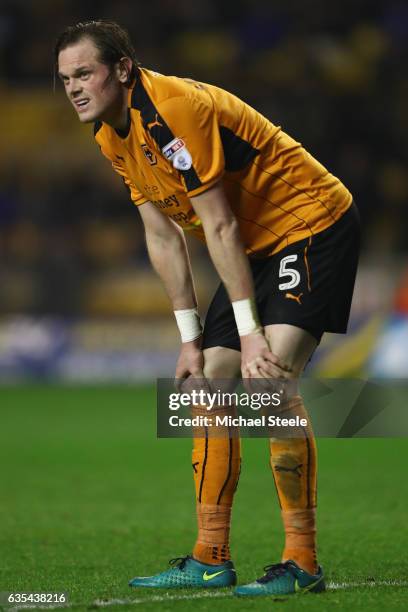 Richard Stearman of Wolverhampton during the Sky Bet Championship match between Wolverhampton Wanderers and Wigan Athletic at Molineux on February...