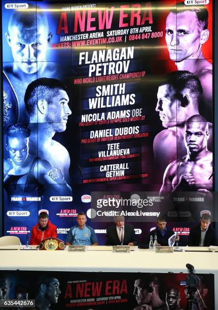 Lightweight Champion Terry Flanagan and his challenger Petr Petrov meet face to face ahead of their forthcoming fight during a boxing press...