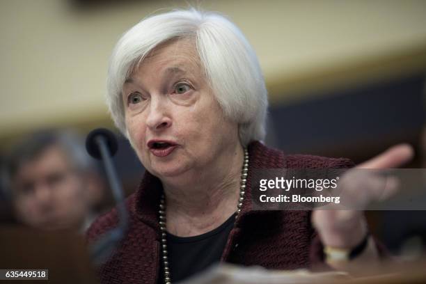 Janet Yellen, chair of the U.S. Federal Reserve, speaks during a House Financial Services Committee hearing in Washington, D.C., U.S., on Wednesday,...