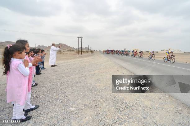 Peloton of riders during the second stage, a 145.5km from Nakhal to Al Bustan of the 2017 cycling Tour of Oman. On Wednesday, February 15 in Nakhal,...