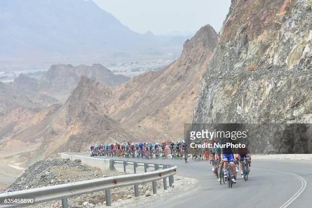 Peloton of riders during the second stage, a 145.5km from Nakhal to Al Bustan of the 2017 cycling Tour of Oman. On Wednesday, February 15 in Nakhal,...