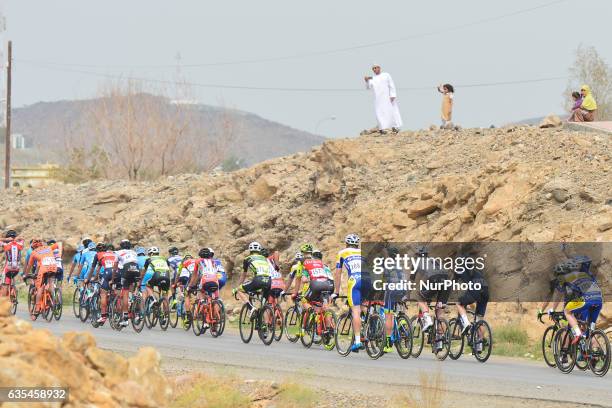 Peloton of riders during the second stage, a 145.5km from Nakhal to Al Bustan of the 2017 cycling Tour of Oman. On Wednesday, February 15 in Nakhal,...