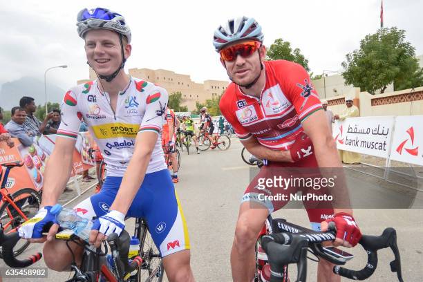 Aime DE GENDT from Sport Vlaanderen-Baloise team and Alexander KRISTOFF from Team Katusha Alpecin during the second stage, a 145.5km from Nakhal to...
