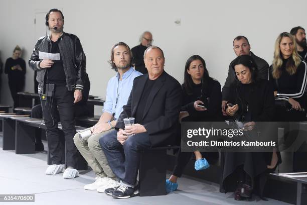 Designer Michael Kors watches the runway rehearsal before the Michael Kors Collection Fall 2017 runway show at Spring Studios on February 15, 2017 in...