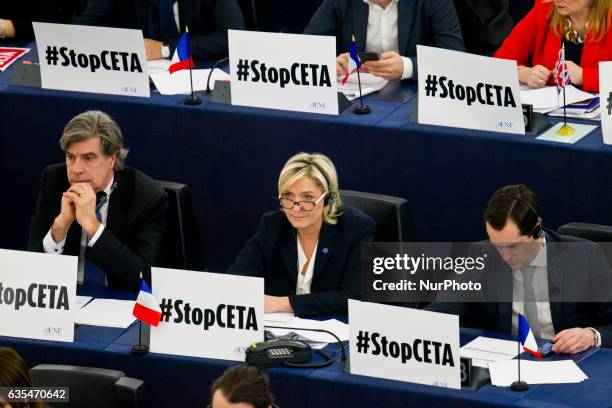 Marine Le Pen; French presidential election candidate for the far-right Front National Members of the European Parliament take part in a voting...