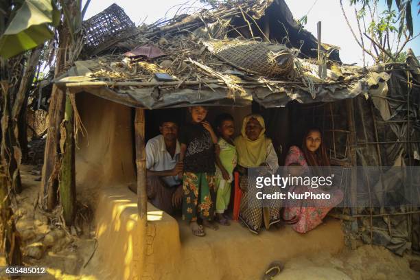 Rohingya family are seen inside their makeshift Refugee Camp in Kutupalong , Bangladesh on February 15, 2017. Almost 60,000 thousand refugees from...