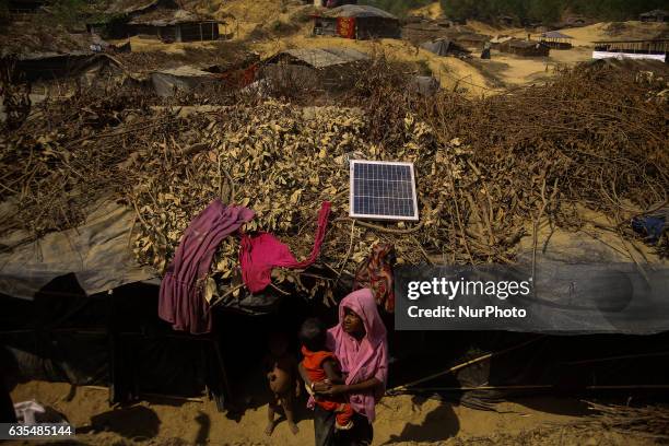 Rohingya women is seen at her makeshift Balu Khali Rohingya refugee camp on February 15, 2017 in Bangladesh. Almost 2000 thousand Rohingya family...