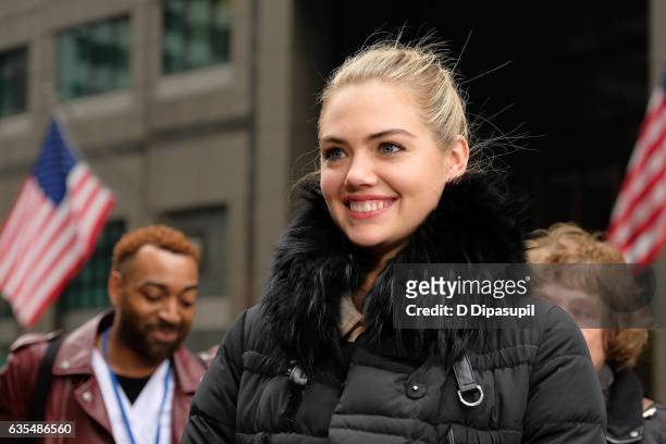 Kate Upton visits "Extra" in Times Square on February 15, 2017 in New York City.