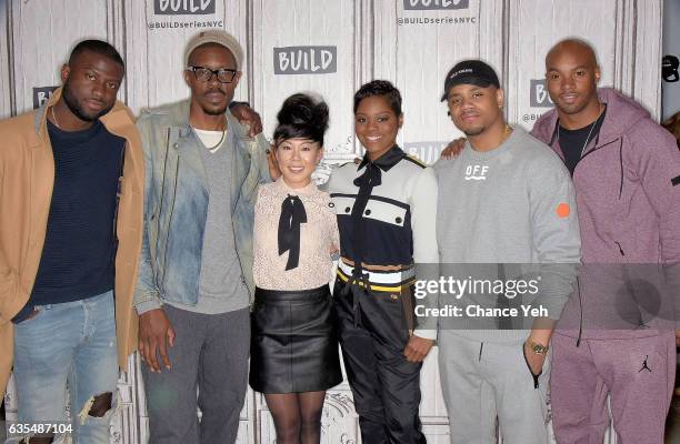 Sinqua Walls, Wood Harris, Ali Ahn, Afton Williamson, Mack Wilds and Antoine Harris attend Build series to discuss "The Breaks" at Build Studio on...