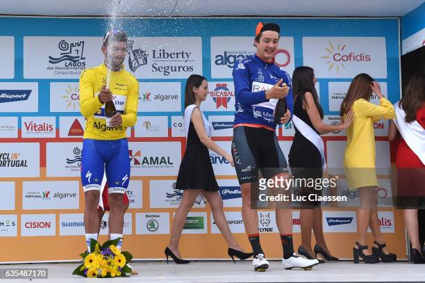 43rd Volta Algarve 2017 / Stage 1 Fernando GAVIRIA RENDON Celebration Yellow leaders jersey / Champagne / Albufeira - Lagos / Algarve /