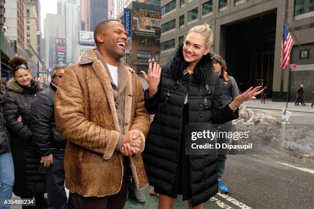 Calloway interviews Kate Upton during her visit to "Extra" in Times Square on February 15, 2017 in New York City.