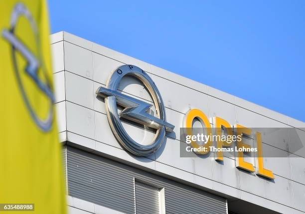 The Opel logo pictured at Opel headquarters on February 15, 2017 in Ruesselsheim, Germany. PSA Peugeot Citroen is reportedly seeking to buy German...