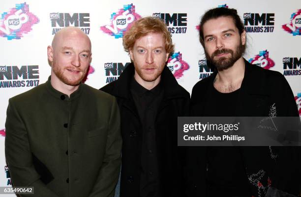 Ben Johnston, James Johnston and Simon Neil of Biffy Clyro attend the VO5 NME Awards 2017 at the O2 Academy Brixton on February 15, 2017 in London,...