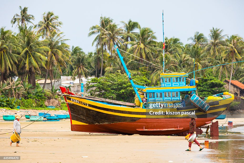 Fishing boats in harbor at Mui Ne ( Vietnam , south east asia )