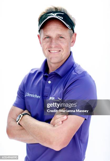 Luke Donald of England poses for a portrait ahead of the Genesis Open at The Riviera Country Club on February 14, 2017 in Pacific Palisades,...