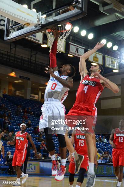 Russ Smith of the Delaware 87ers goes up for a shot during the game against the Maine Red Claws on February 14, 2017 at the Bob Carpenter Center in...