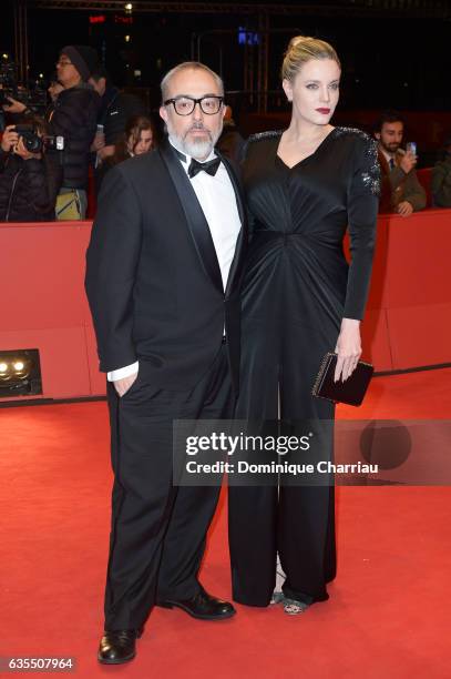 Alex de la Iglesia and Carolina Bang attend the 'The Bar' premiere during the 67th Berlinale International Film Festival Berlin at Berlinale Palace...