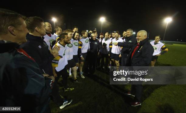 The British & Irish Lions Head Coach Warren Gatland surprises the West London rugby club Whitton Lions RFC during a training session on February 15,...