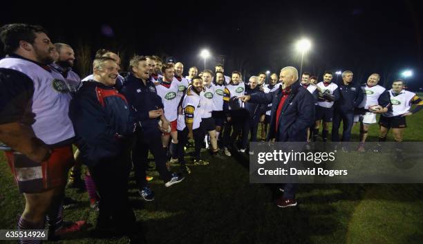 The British & Irish Lions Head Coach Warren Gatland surprises the West London rugby club Whitton Lions RFC during a training session on February 15,...