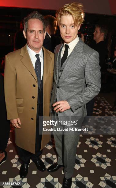 Tom Hollander and Freddie Fox attend the press night after party for "Travesties" at 100 Wardour St on February 15, 2017 in London, England.