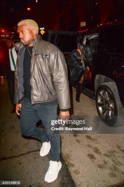 Kim Kardashian and Kanye West arrived at Carbone in Soho on February 14, 2017 in New York City.