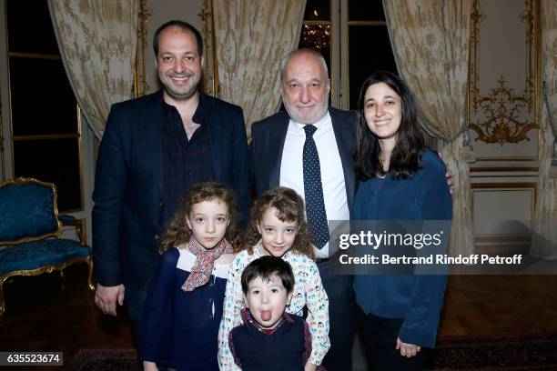 Francois Berleand, his twins daughters Lucie and Adele, his son Martin Berleand, his grandson and his daughter Fanny Berleand attend Francois...