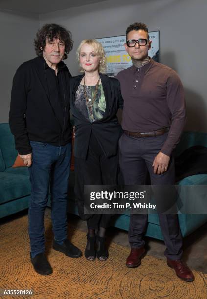 Actors Stephen Rea, Miranda Richardson and Jaye Davidson pose for a photo after a Q&A to mark the 25th anniversary of "The Crying Game" at BFI...