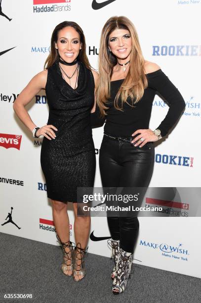 Melissa Gorga and Teresa Giudice pose backstage at the Rookie USA fashion show during New York Fashion Week: The Shows at Gallery 3, Skylight...