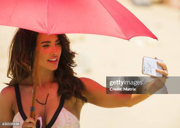 Jacqueline MacInnes Wood filming Bold and the Beautiful on February 15, 2017 in Sydney, Australia.