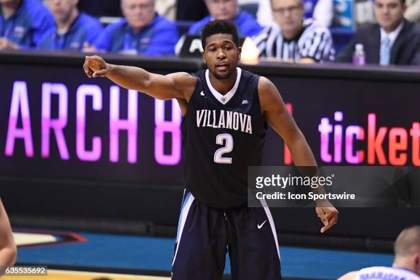 Villanova Wildcats forward Kris Jenkins directs players in the second half during a game between the Villanova Wildcats and the DePaul Blue Demons on...