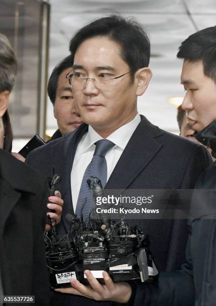 Lee Jae Yong, vice chairman of Samsung Electronics Co., is pictured arriving at the Seoul Central District Court on Feb. 16, 2017. Special...