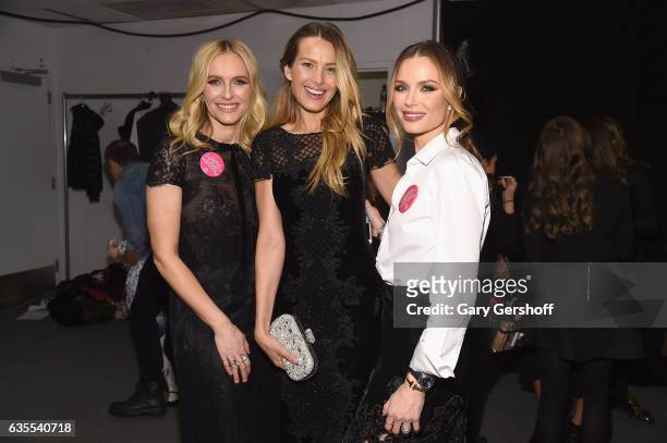 Keren Craig, Petra Nemcova and Georgina Chapman attend the Marchesa fashion show during February 2017 New York Fashion Week at Gallery 2, Skylight...