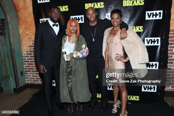 Sinqua Walls, Teyana Taylor, Antoine Harris and Afton Williamson attend 'The Breaks' series premiere event at Roxy Hotel on February 15, 2017 in New...