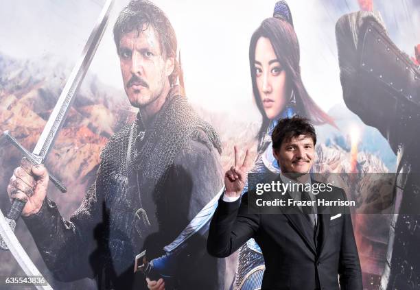 Actor Pedro Pascal attends the premiere of Universal Pictures' "The Great Wall" at TCL Chinese Theatre IMAX on February 15, 2017 in Hollywood,...