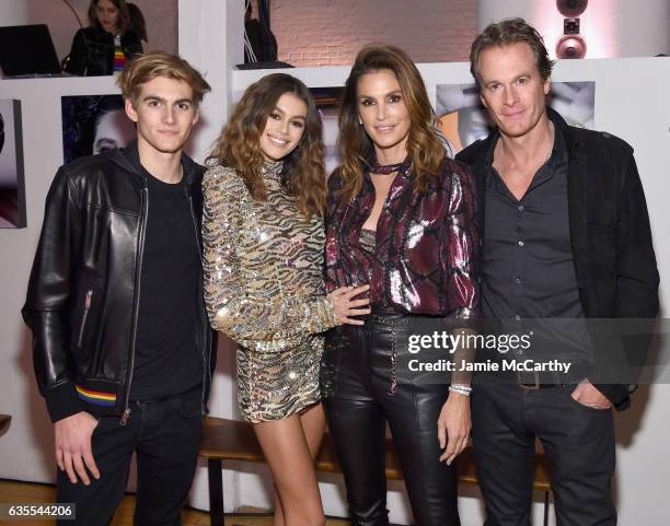 Presley Gerber, Kaia Gerber, Cindy Crawford and Rande Gerber attend Marc Jacobs Beauty Celebrates Kaia Gerber on February 15, 2017 in New York City.